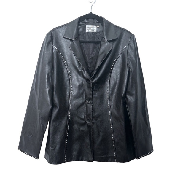 Vintage Jackets & Blazers - Vintage Leather Blazer Faux Leather Dark Brown Western Stitch Moto Biker Jacket